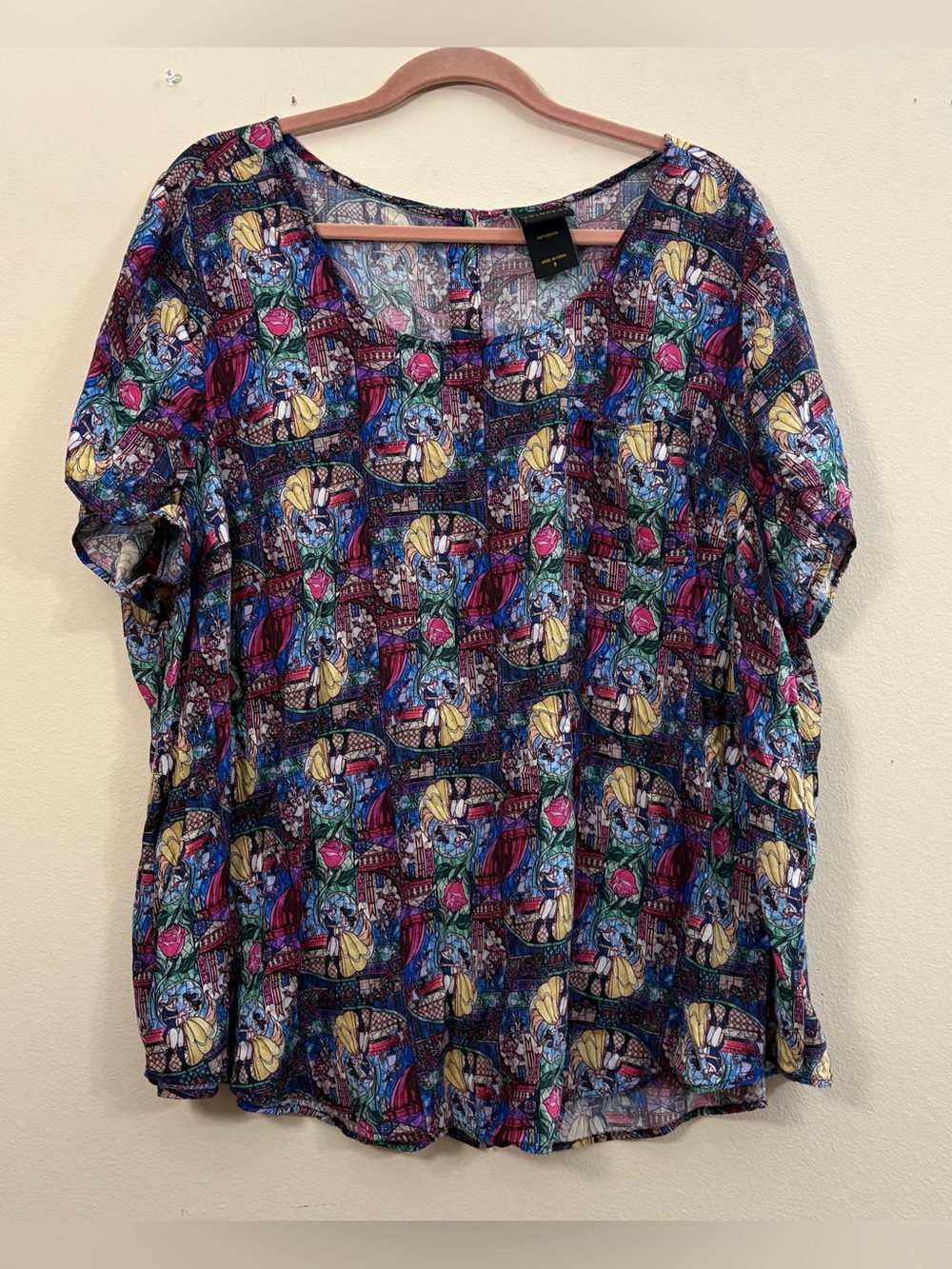 Disney Princess Beauty and the Beast Stained Glass Blouse women’s 3x plus size